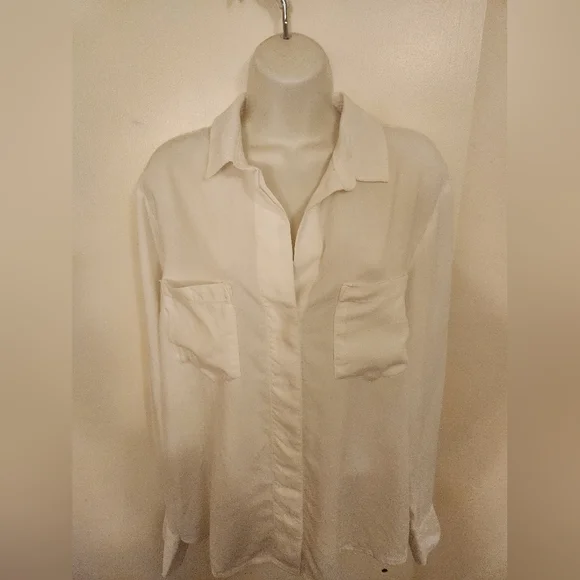 Cloth & Stone Seamed White Button Down Shirt 100% Tencel Lyocell | Sz M | NWOT - Picture 7 of 11